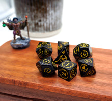 Load image into Gallery viewer, Obsidian Gemstone Polyhedal Dice Set