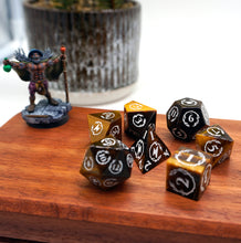 Load image into Gallery viewer, Tigers Eye Gemstone Polyhedal Dice Set