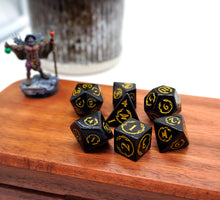 Load image into Gallery viewer, Obsidian Gemstone Polyhedal Dice Set
